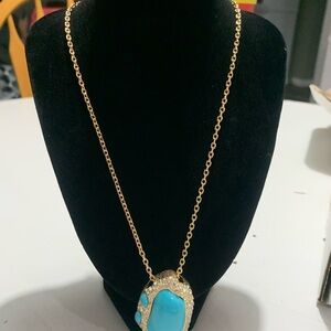 Gold and Turquoise Pendant Necklace